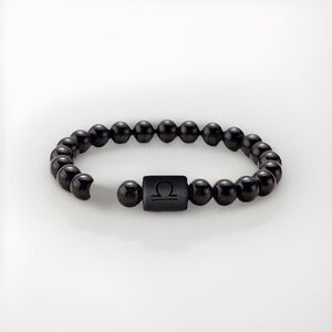 Libra Onyx Beaded Stretch Bracelet - Air Element - Natural Healing Stone